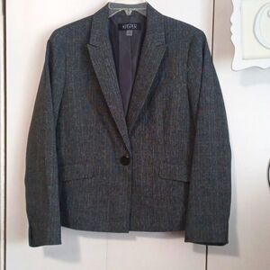 Kasper, Charcoal Grey Plaid, one button Suit Jacket. Sz 12P